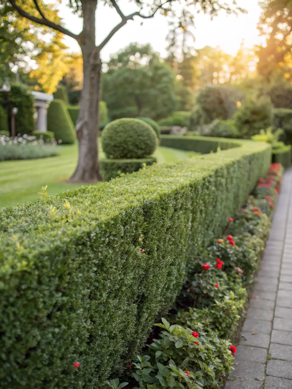 A well-trimmed and shaped bush, showcasing Iconic Landscape's bush trimming service, taken in a residential yard in Southeast Michigan.